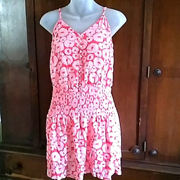 loft red and white dress Loft red sleeveless dress with an embroidered boho